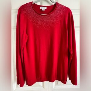 Calvin Klein crew neck sweater, red, size medium.